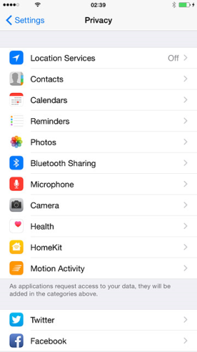 iPhone - GPS Privacy Settings 